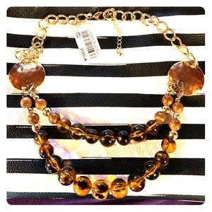 Two layer brown beaded necklace🍁